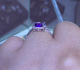 14k Gold Basket Cushion Amethyst Band