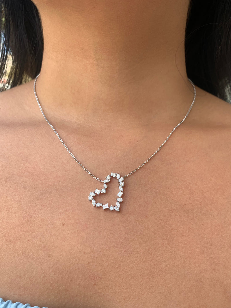 18K Gold Heart Diamond Multi Shape Pendant