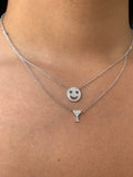 14K Gold Heart Eye Emoji + Martini Glass Diamond Pendant