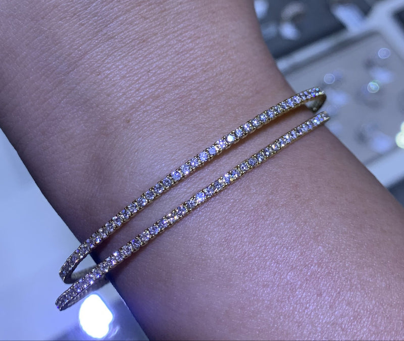 18K Gold Tennis Double Row Bangle