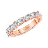 14K Gold East West Diamond Emerald Half Eternity Band