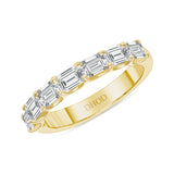 14K Gold East West Diamond Emerald Half Eternity Band