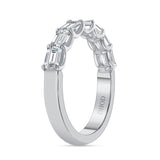 14K Gold East West Diamond Emerald Half Eternity Band