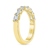 14K Gold East West Diamond Emerald Half Eternity Band