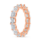 14K Gold East West Diamond Emerald Eternity Band