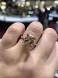 Gold Diamond Ring with 4ct Cushion Morganite Ring