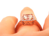 Gold Diamond Halo Morganite Ring