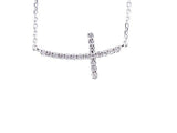 14K Gold Diamond Sideways Cross Necklace