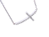 14K Gold Diamond Sideways Cross Necklace