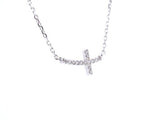 14K Gold Diamond Small Sideways Cross Necklace