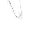 14K Gold Diamond Small Sideways Cross Necklace