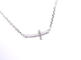 14K Gold Diamond Small Sideways Cross Necklace