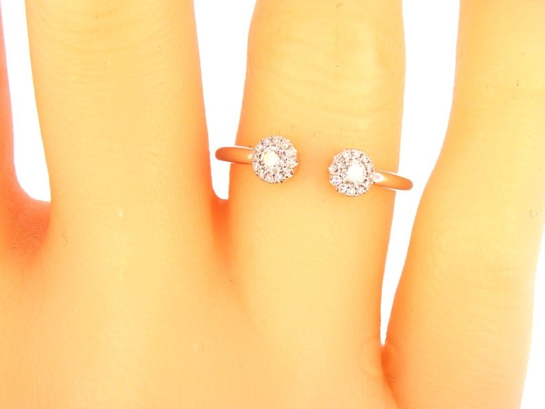 14K Gold Diamond 2MM Open Fashion Ring Band