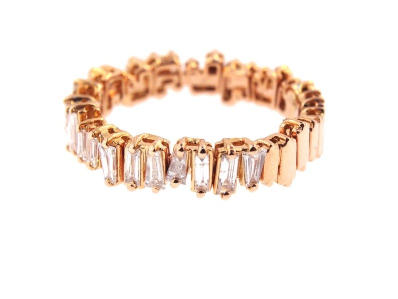 14K Gold Diamond Baguette Band