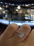 14K Gold Diamond Under Halo With 2 Carat Oval Shape Lab-Grown Diamond Engagement Ring