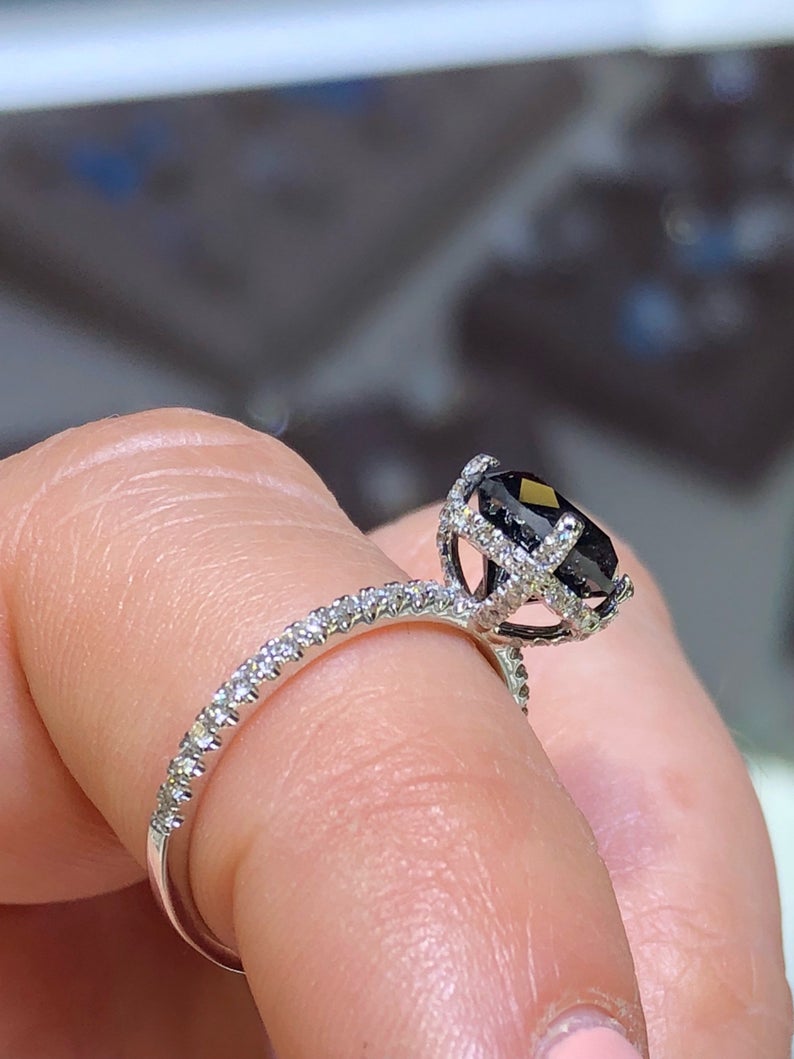 2 Carat Black Diamond Engagement Ring