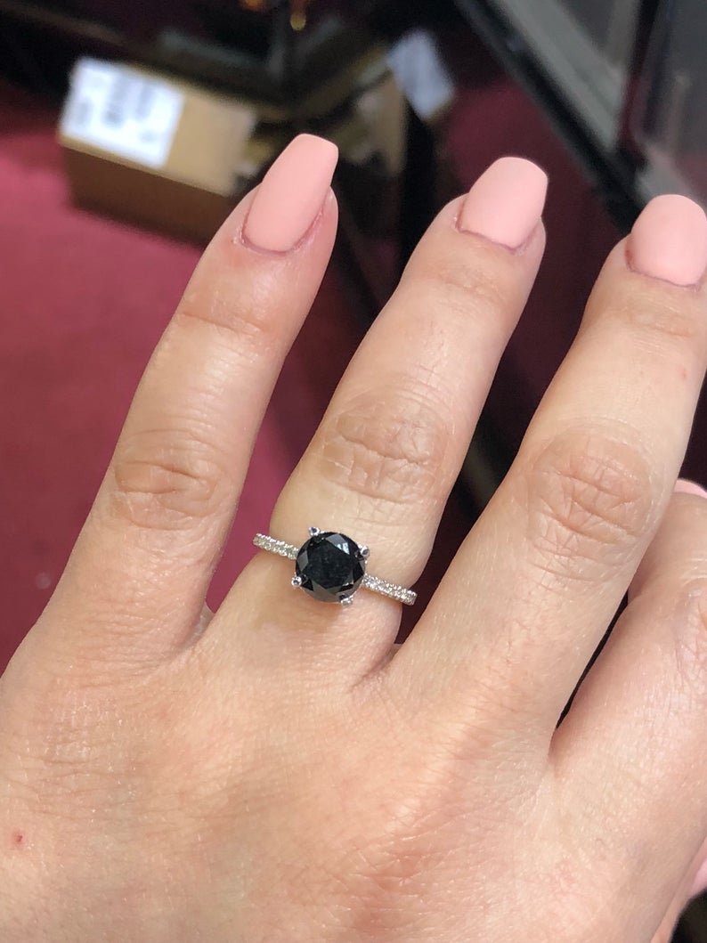 Black Diamond Engagement Ring