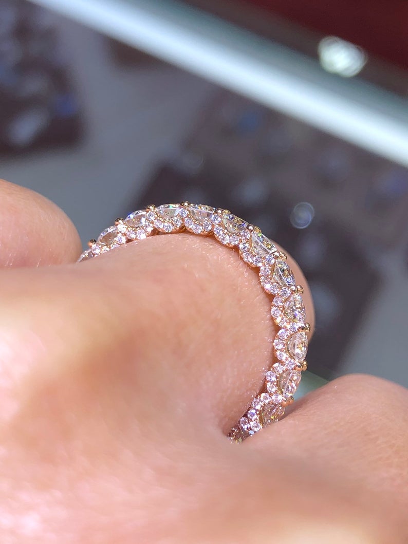 14K Gold Ladies Diamond U Prong Diamond Band