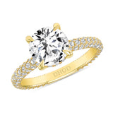 14K Gold Diamond Under Halo and Prongs with 2 Carat Round Brilliant Forever One Moissanite Engagement Ring