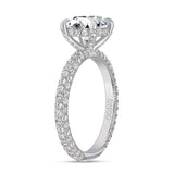 14K Gold Diamond Under Halo and Prongs with 2 Carat Round Brilliant Forever One Moissanite Engagement Ring