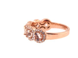 14K Gold Diamond and Morganite Halo Band