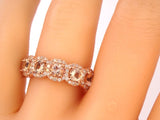 14K Gold Diamond and Morganite Halo Band