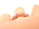 14K Gold Diamond and Morganite Halo Band
