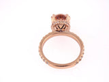 14K Gold Diamond Under Halo with 2.54 Carat Oval Morganite Engagement Ring.