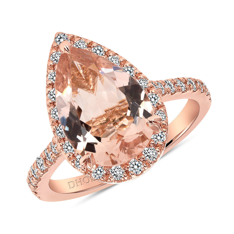 14K Gold Diamond Halo Engagement Ring