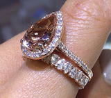 14K Gold Pear Alternate 3MM Band Half Eternity