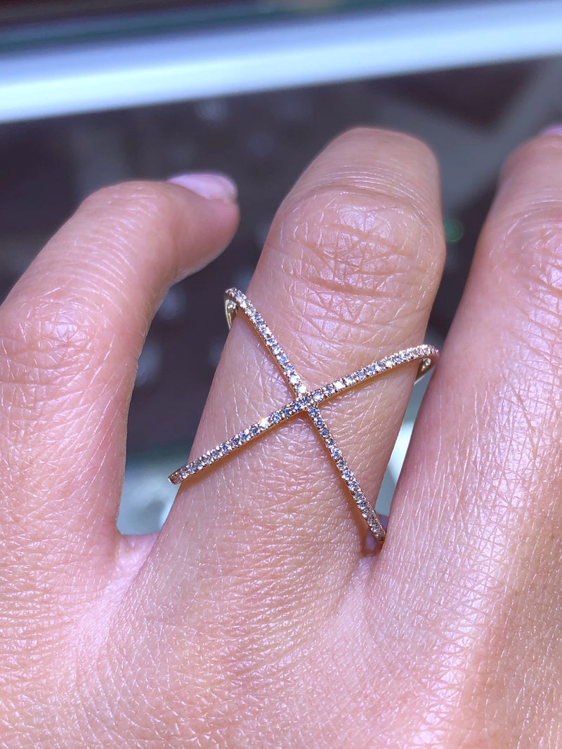 14K Gold X Ring