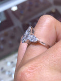 14K Gold Natural Pear Diamond Cluster Engagement Ring