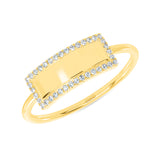14K Gold Personalized Rectangular ID Ring with Diamonds