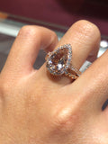 Diamond Halo with 2.5 Carats Pear Morganite Engagement Ring
