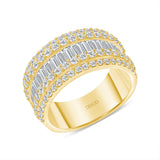 14K Gold Diamond Baguette and Round Band