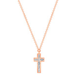 14k Gold Baguette Diamond Cross Necklace