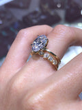 14K White and Yellow Gold 3.00 Carat Oval Lab Grown Diamond Solitaire Engagement Ring