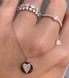 14K Gold Diamond Heart Circle Pendant Necklace