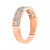 14K Gold Diamond 3 Row Baguette And Round Band Elsa Band