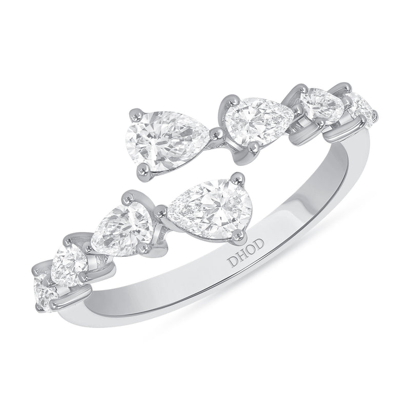 14K White Gold Pear Open Cluster Diamond Band