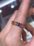 14K Gold Rainbow Sapphire Oval Eternity Band