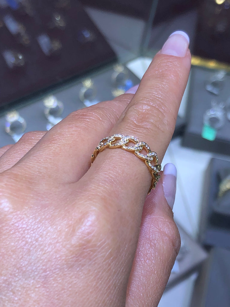 Cuban Link Ring with Diamonds | The Jewel Princess