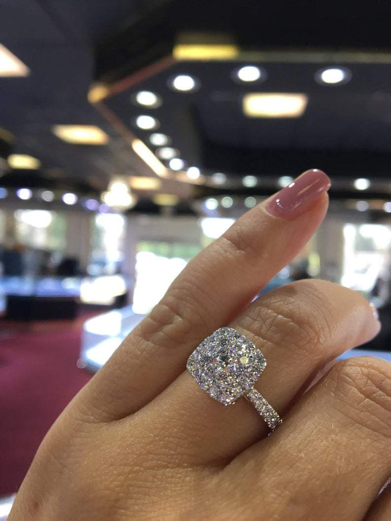 3.40 Ct Elongated Cushion Certified Diamond Engagement Ring, 14K White Gold  Ring | eBay