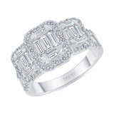 14K Gold Three Natural Diamond Cluster Engagement Ring