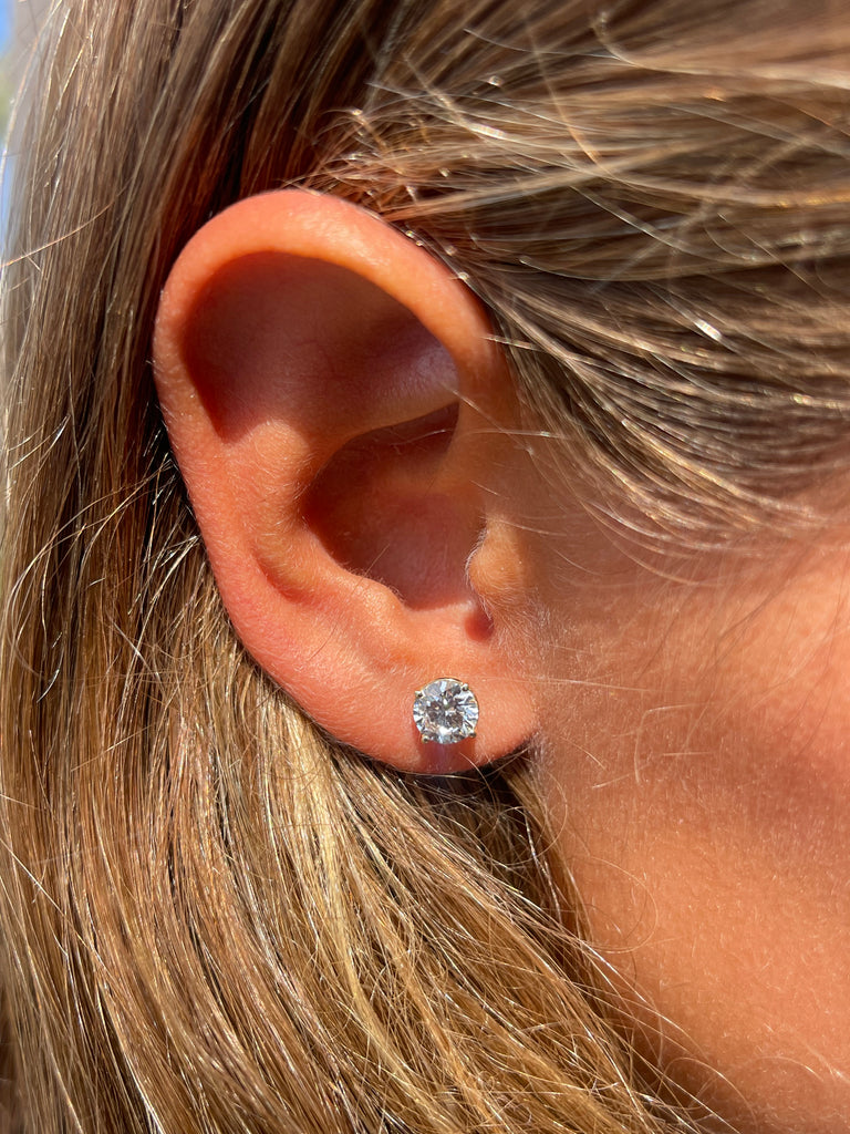 1 ct TDW Diamond Studs 14K Yellow Gold Lab Grown Screw Back Earrings (G-H,  SI)