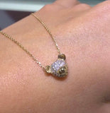 14K Gold Teddy Bear Diamond Necklace