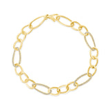14K Gold Diamond Figaro Bracelet