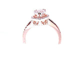 14K Gold Diamond Halo with 1.24 Carat Pear Morganite Engagement Ring