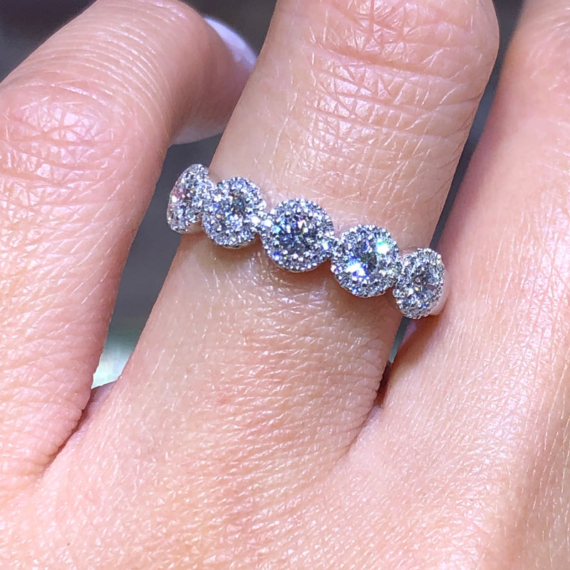 14K Gold Diamond Halo Large Band