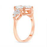 14K Gold Natural Pear Diamond Cluster Engagement Ring